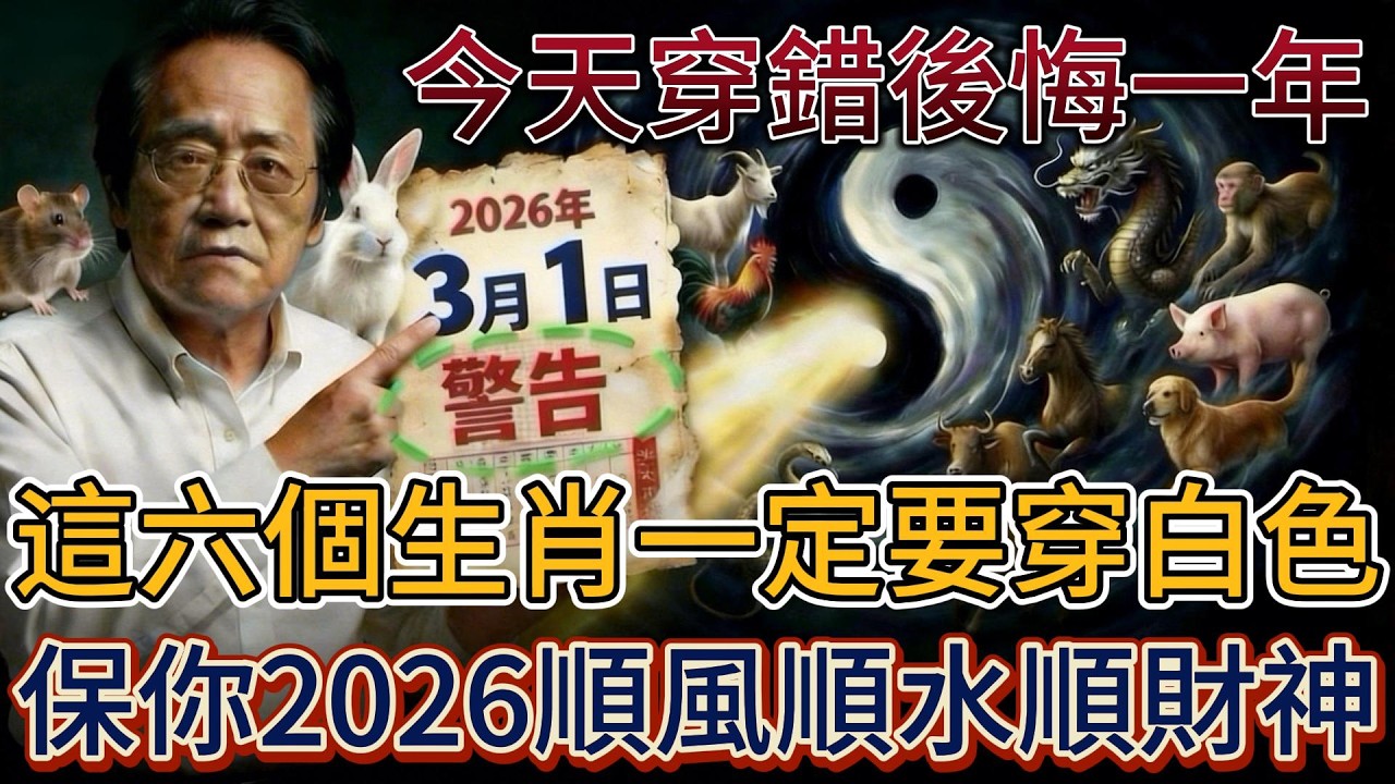 倪海廈：3月1號甲戌日必看！6生肖穿白金，4種人穿黃色，保你2026馬年翻天覆地#倪海厦 #黃帝內經 #養生 #國學 #易經 #過年 #開運 #招財 #補財庫 #中醫 #風水 #2026運勢 #生肖