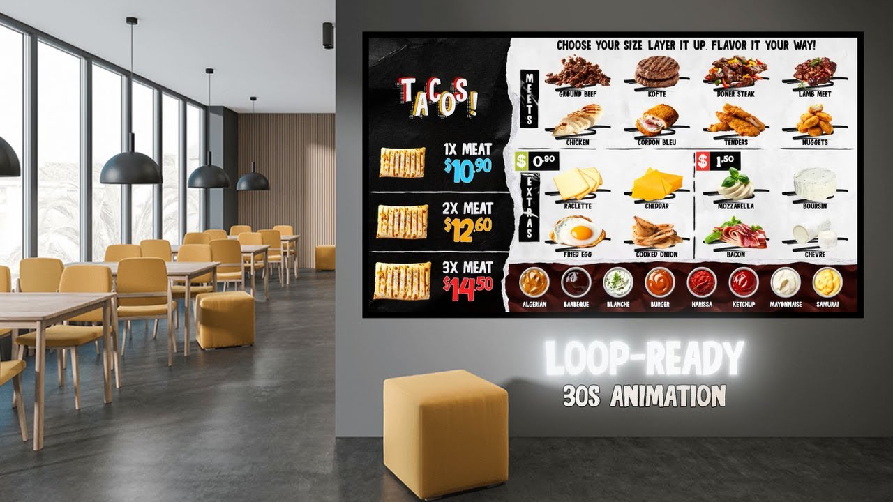 Restaurant Food Menu Board Displays - After Effects Template