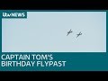 Captain tom moores 100th birt.ay flypast  itv news