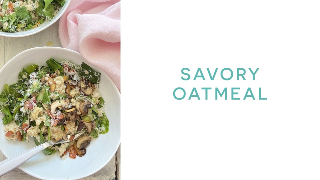 Rosemary mushroom oatmeal with fried eggs