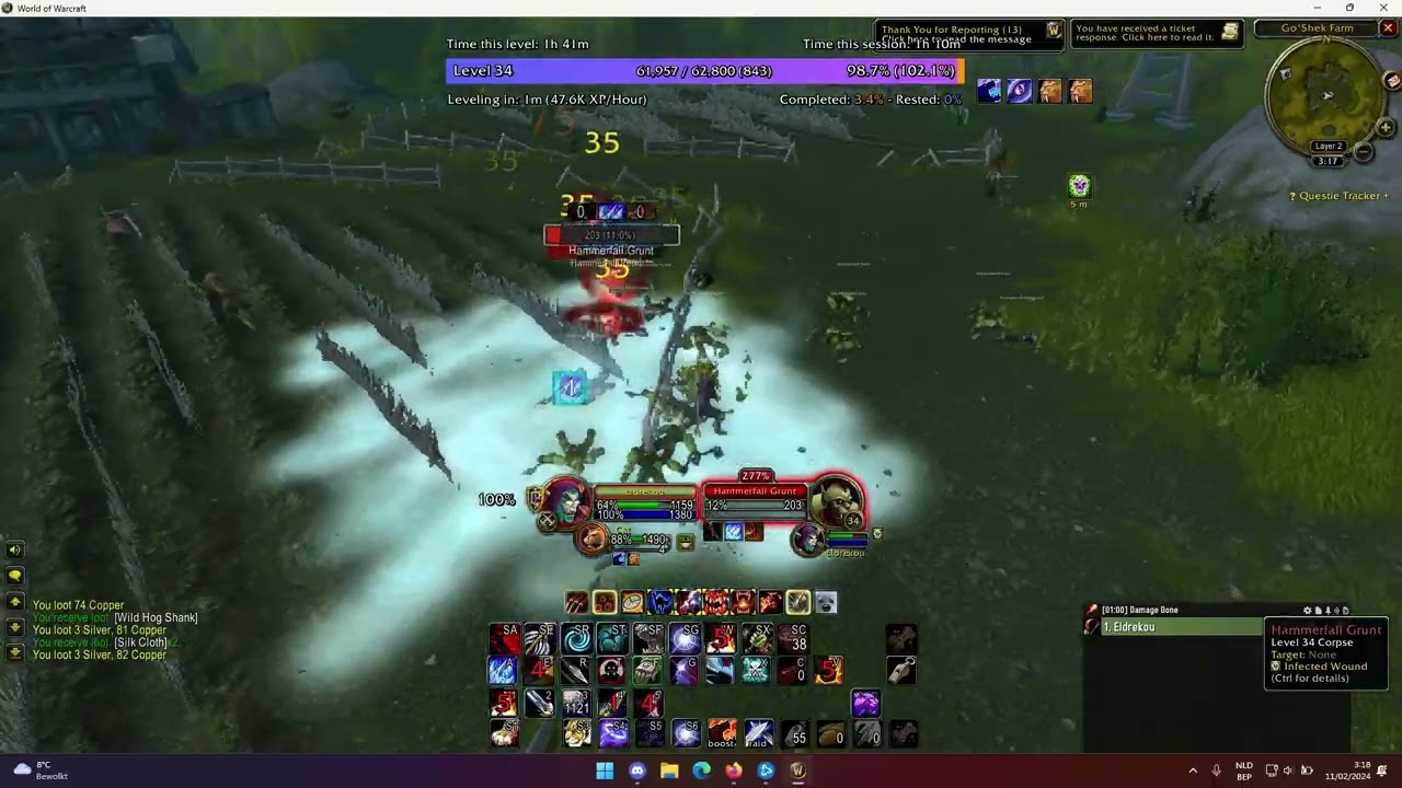 SOD Hunter 60k xp/hour AOE farm