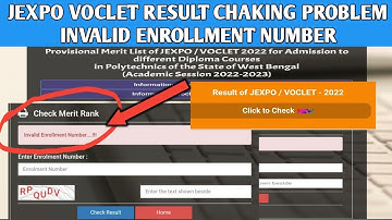 Jexpo Voclet Result checking Problem 2022 || Enrollment number invalid ?