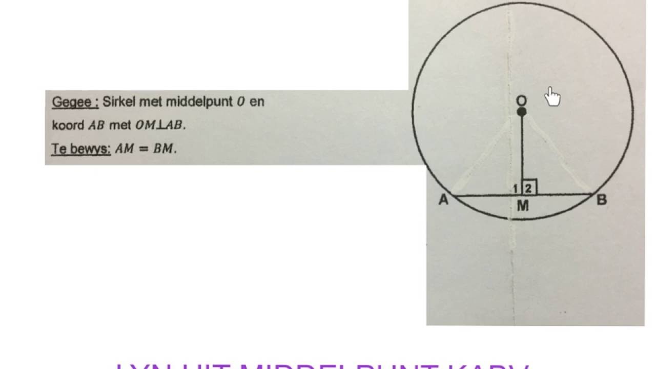 Sirkelmeetkunde  bewys Stelling 1 lyn van midpnt na koord (mathdou)