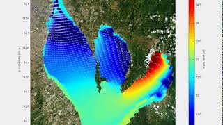 Predicted storm surge in Laguna Lake due to Typhoon Rolly (simulated a day before storm landfall)