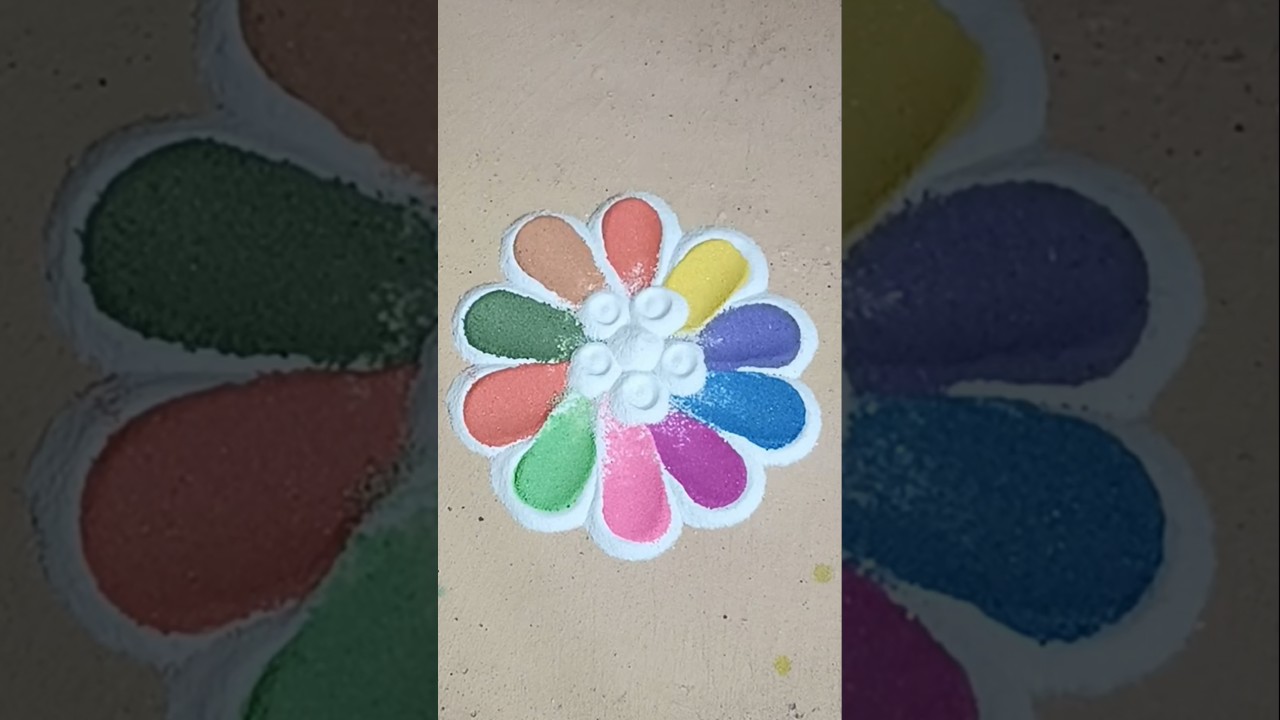 Two colours easy simple design rangoli video #youtubeshorts - YouTube