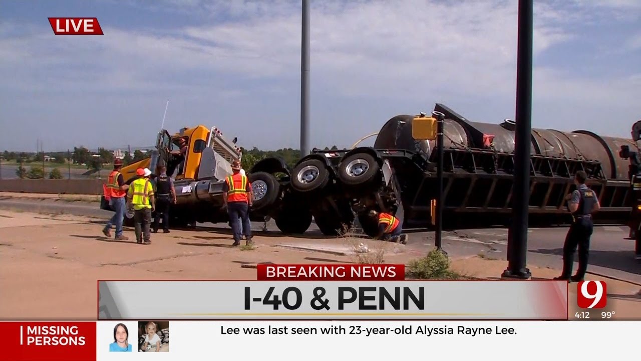 Authorities Respond To Semi Rollover In SW Oklahoma City - YouTube