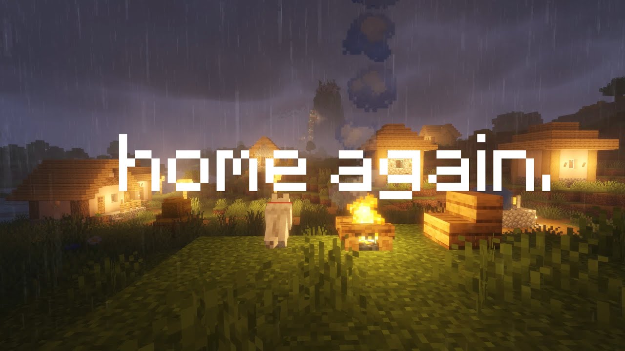 village rain. (minecraft cottage, dog & ambience)