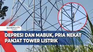 Diduga Depresi dan Mabuk, Pria Kediri Nekat Panjat Tower Listrik