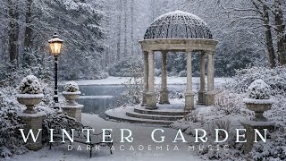 Snowy Winter Garden by the Lake | Dark Academia Piano Music & Calm Ambience for Study & Sleep