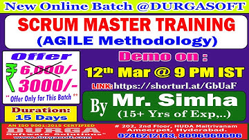 SCRUM MASTER TRAINING Online Training @ DURGASOFT