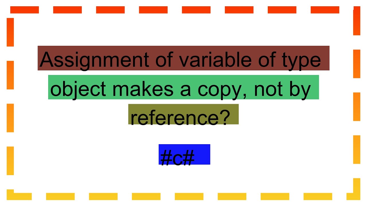 Assignment of variable of type object makes a copy, not by reference ...
