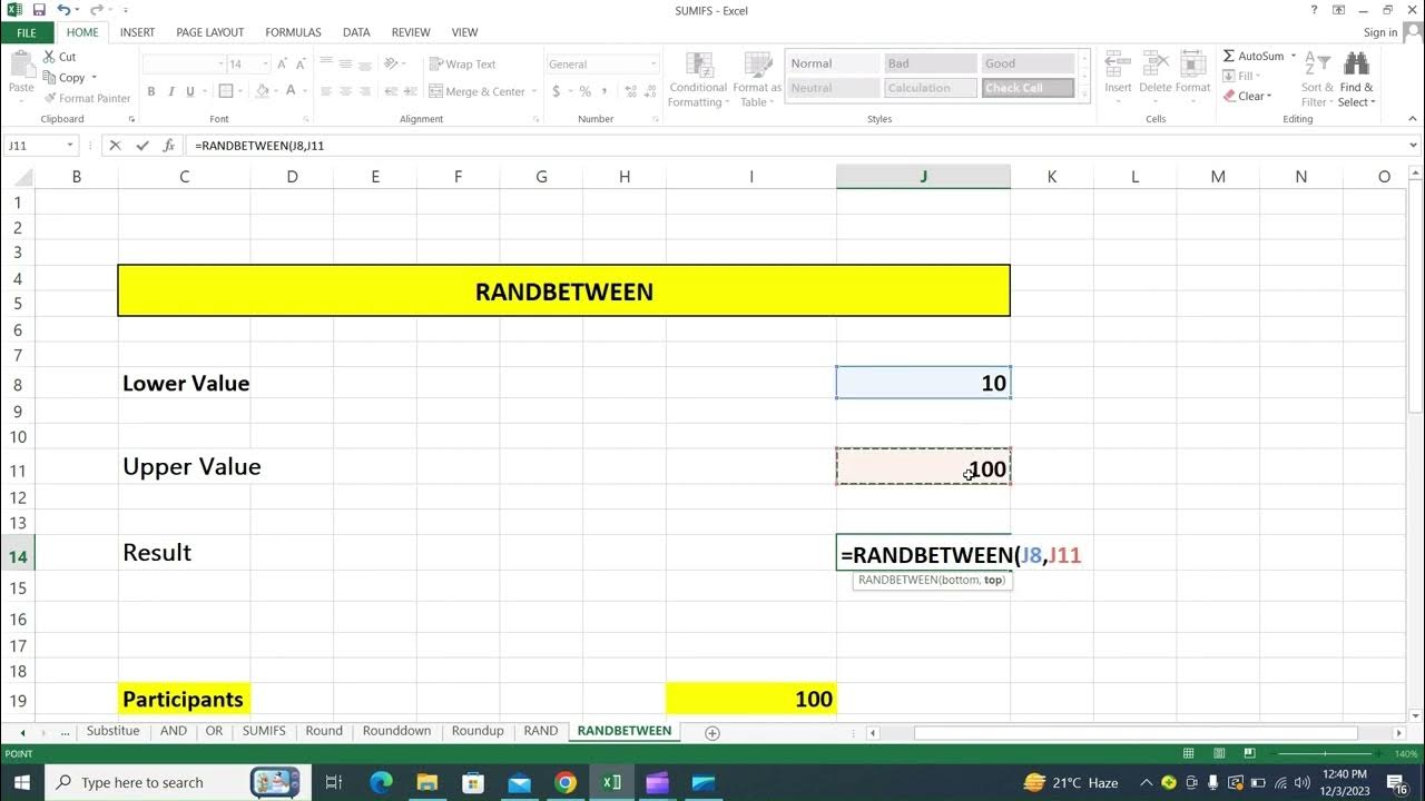 How to use rand function excel create random numbers excel excel