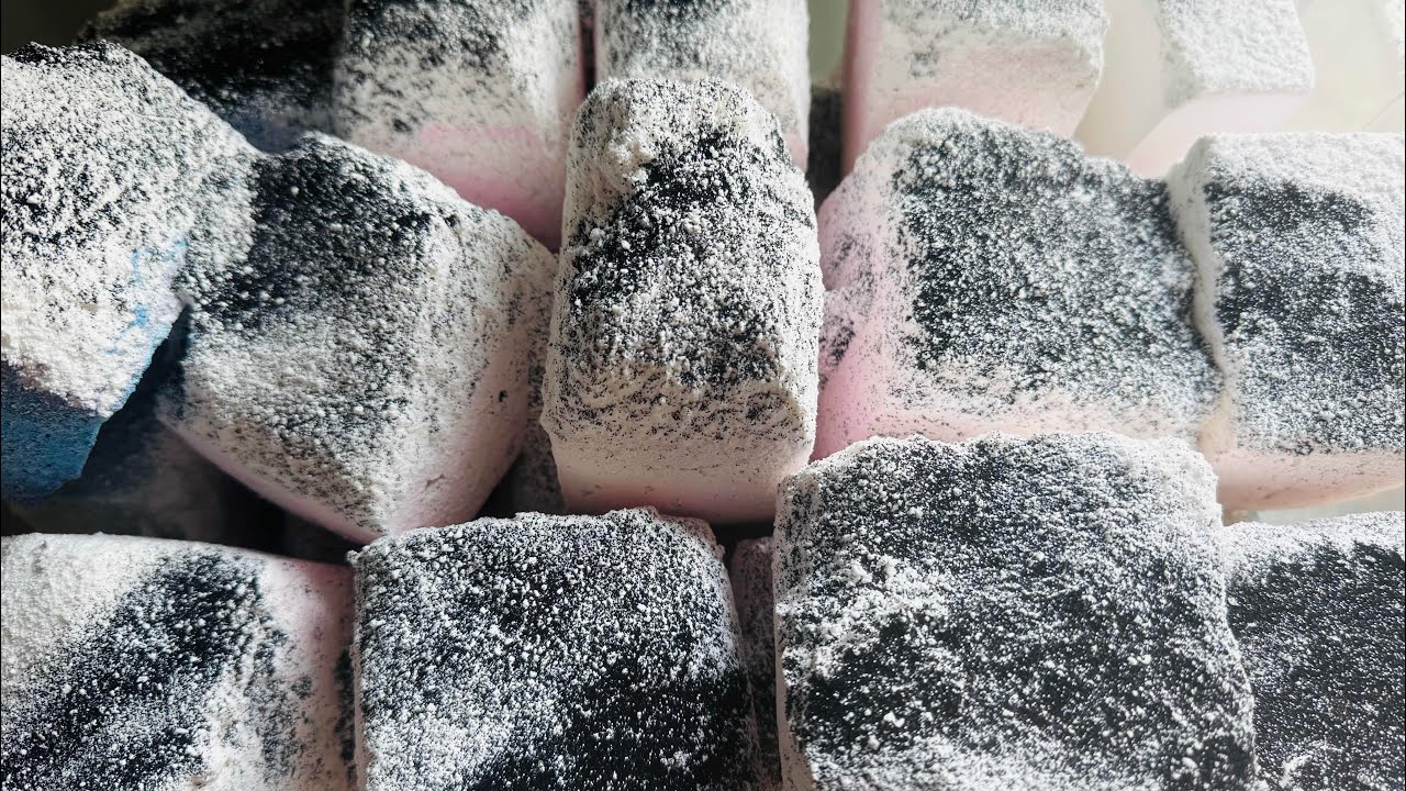 Fluffy Gym Chalk ASMR | Mass Full Block Reform and Soft Powder Crush With  Black Glitters