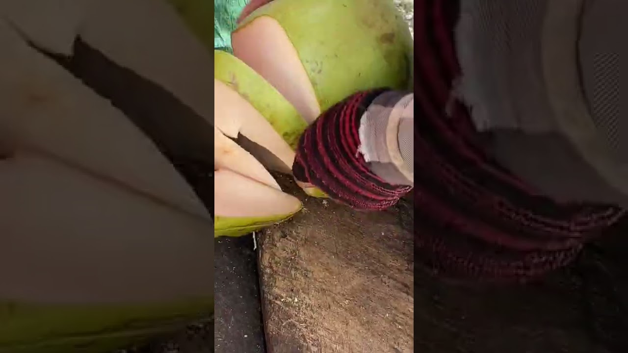 Coconut cutting by expert cutter 