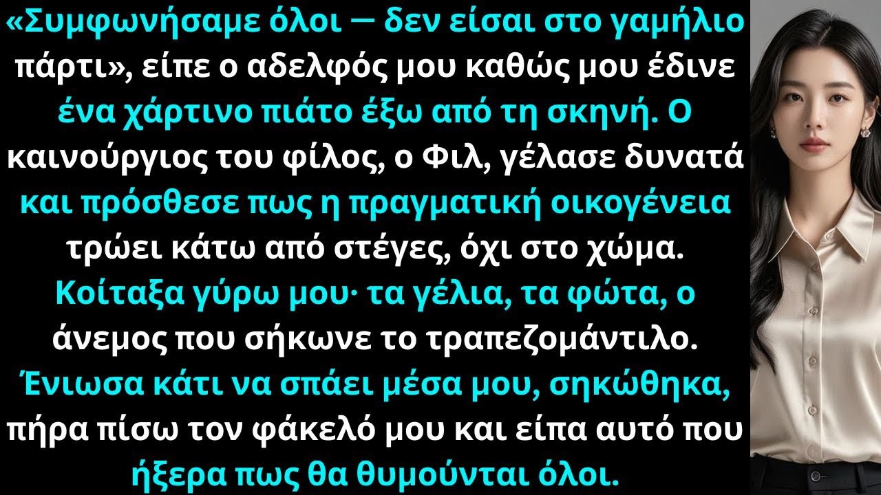 «Συμφωνήσαμε όλοι — δεν είσαι στο γαμήλιο πάρτι», είπε ο αδελφός μου καθώς μου έδινε ένα…