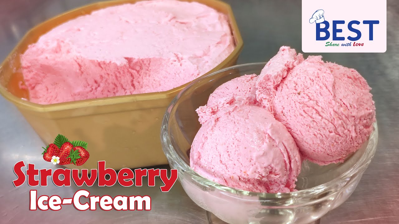 Homemade Strawberry Ice-Cream | Strawberry Ice-Cream | Fruit Ice-Cream