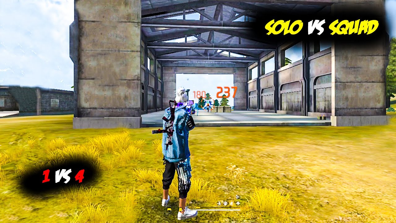SOLO VS SQUAD GAMEPLAY || 1 VS 4 GAMEPLAY FREE FIRE - YouTube