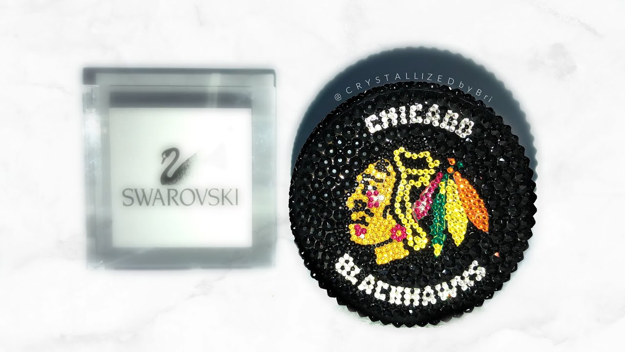 Chicago Blackhawks Swarovski Crystal Hockey Puck Game Size Crystallized Bling by CRYSTALL!ZED by Bri