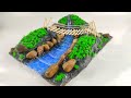Bridge on waterfall from hot glue gun and cardboard || Showpiece for home decoration