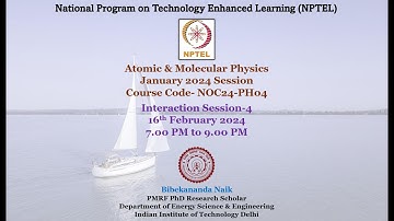 January 2024 - Atomic & Molecular Physics Problem Solving & Interaction Session Week 4
