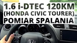 Honda Civic Tourer 1.6 i-DTEC 120 KM (MT) - pomiar spalania