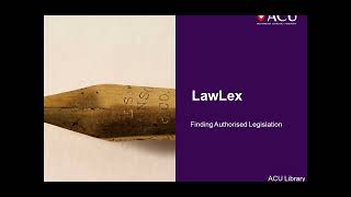 LawLex Finding Authorised Legislation