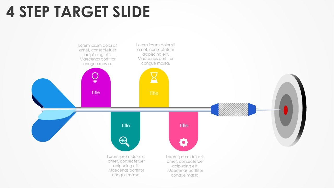 PowerPoint tutorial No 318 4 step Target Infographic slide in PowerPoint