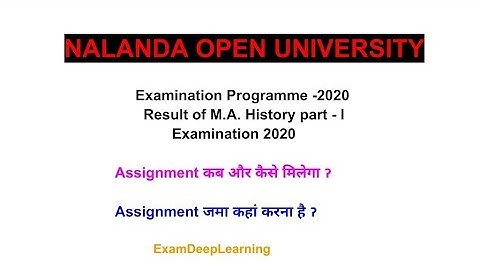 Nalanda open University // Result of M.A. History part - 1 // Examination , 2020