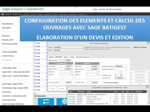 COMMENT CREER LES ELEMENTS AVEC SAGE BATIGEST ET TECHNIQUES DE CALCUL DES OUVRAGES +  FACTURATION