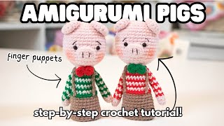 How to CROCHET AMIGURUMI PIG FINGER PUPPETS  StepbyStep Tutorial