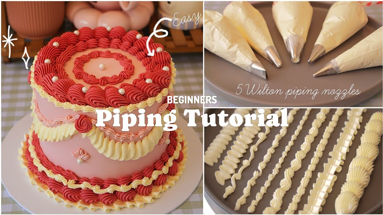 VANILLANI ヴァニラニ　MULTI PIPING TOPS Beginner Vintage Cake Piping Tutorial | 5 Essential Piping Tips
