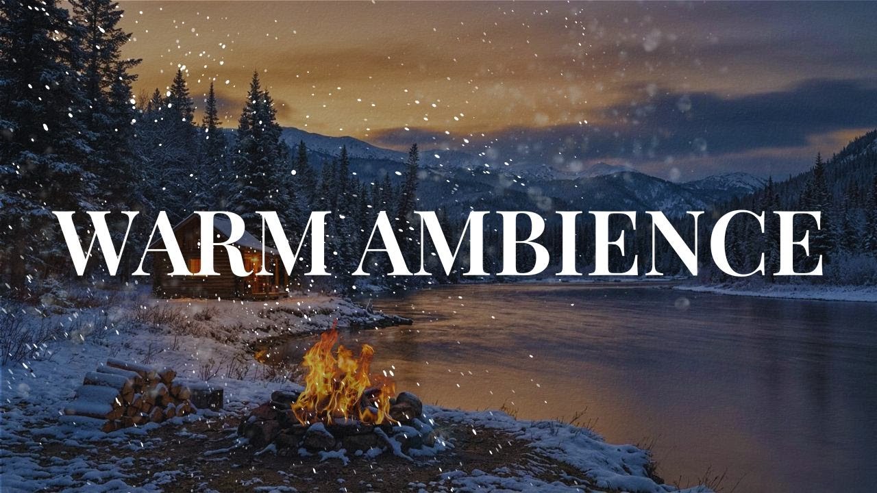 Healing Winter Forest Lights ❄️ Calm Piano Music Warm Fireplace