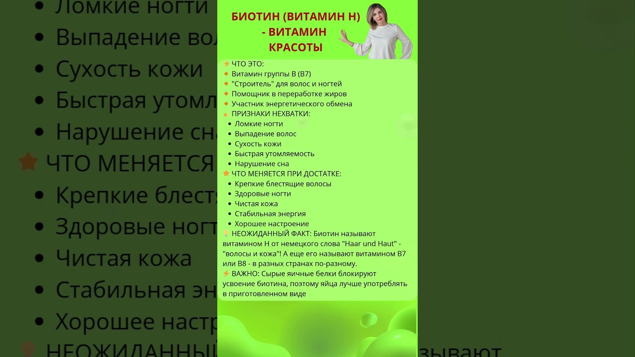 БИОТИН - Главный Витамин Красоты для Волос и Ногтей 🌟 #витаминкрасоты #здоровье #биотин