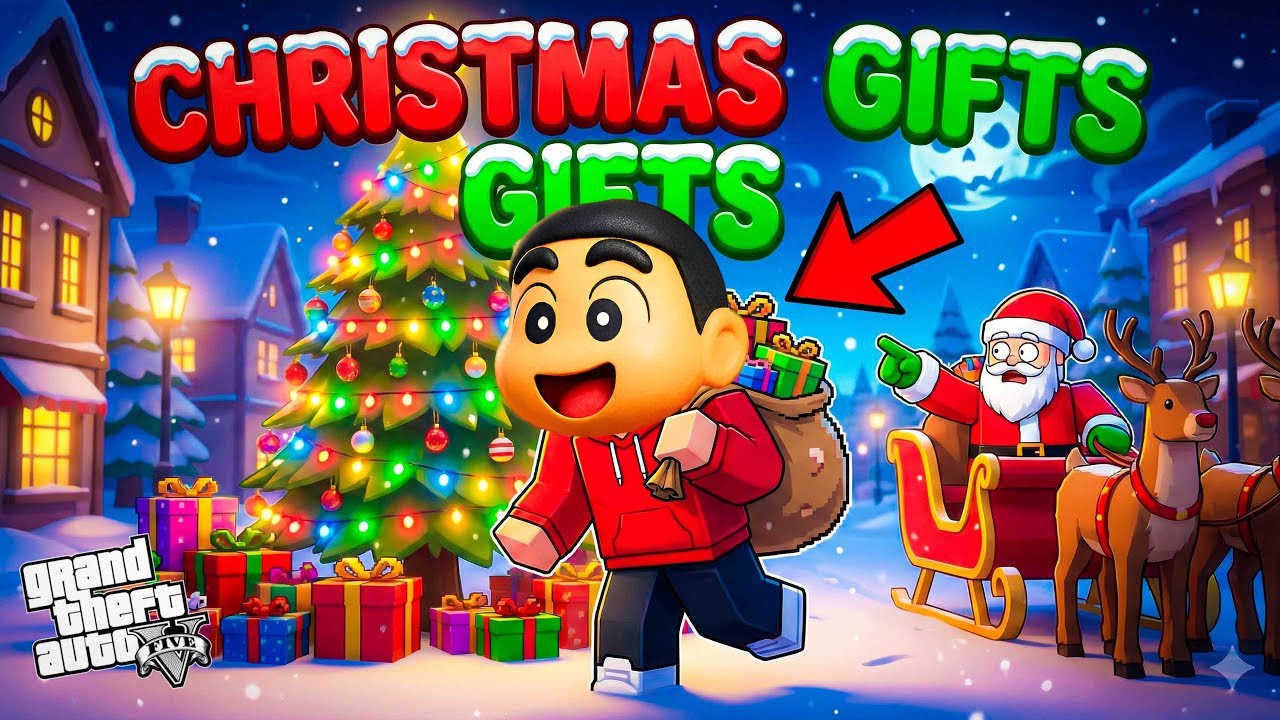 GTA 5 Telugu: Shinchan Escapin Santa Caught Shinchan! Christmas Gifts Roblox A Deadly Chase!