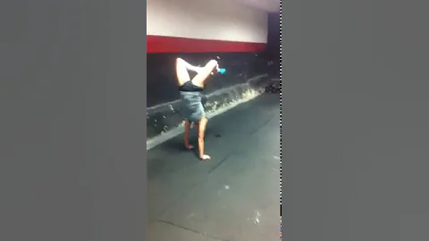 Heather Cahill (@H_Bomb679) hand walks the gym floor