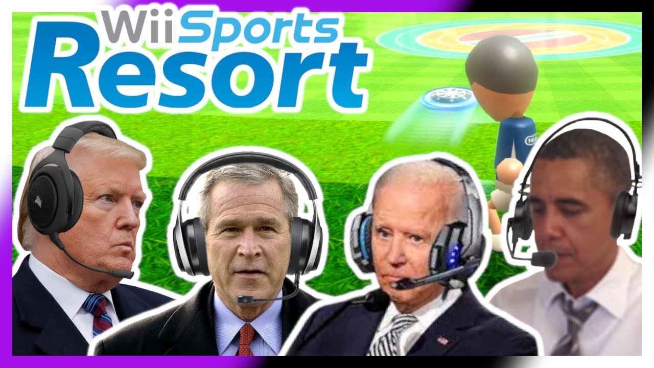 Президенты США играют в фрисби-гольф на курорте Wii Sports