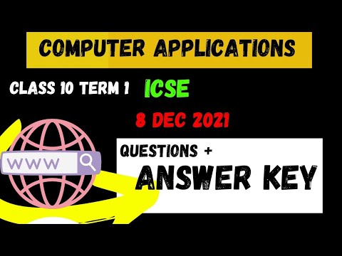 Computer Applications Answer key Class 10 ICSE - YouTube