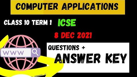 Computer Applications Answer key Class 10 ICSE
