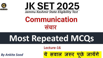 Most Repeated MCQs | JKSET 2025 Paper 1 |Important Questions for Paper 1
