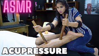 ASMR Acupressure Sleep Massage?Hot Oil, Thai Bamboo,,Powerful Tissues Painkiller Leg? Massage