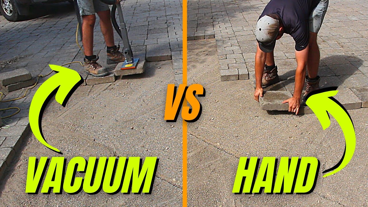 Laying Pavers with a Vacuum Lifter VERSUS by Hand SPEED Test YouTube