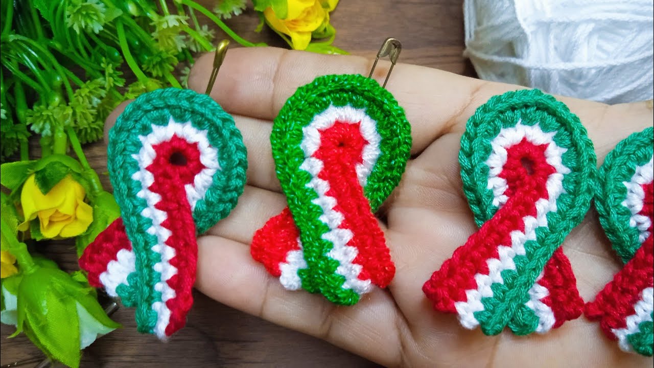 🔴 Cómo Hacer Distintivo, Escarapela Tricolor 🇲🇽 Tejida a Crochet ‼️ Tejiendo con Hilda Rosa 🔔