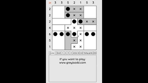 Grey is Odd - Today grids. Solution level 3 7X7 dated 07-07-2024 #logicpuzzles #logicgames  #games