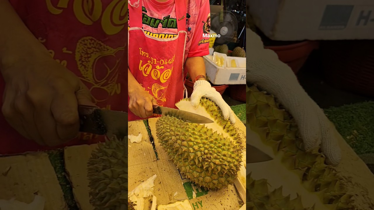 ทุเรียนหมอนทองเนื้อแน่นๆ ตลาดเรือบิน #Streetfood #Shorts #thaifood #food