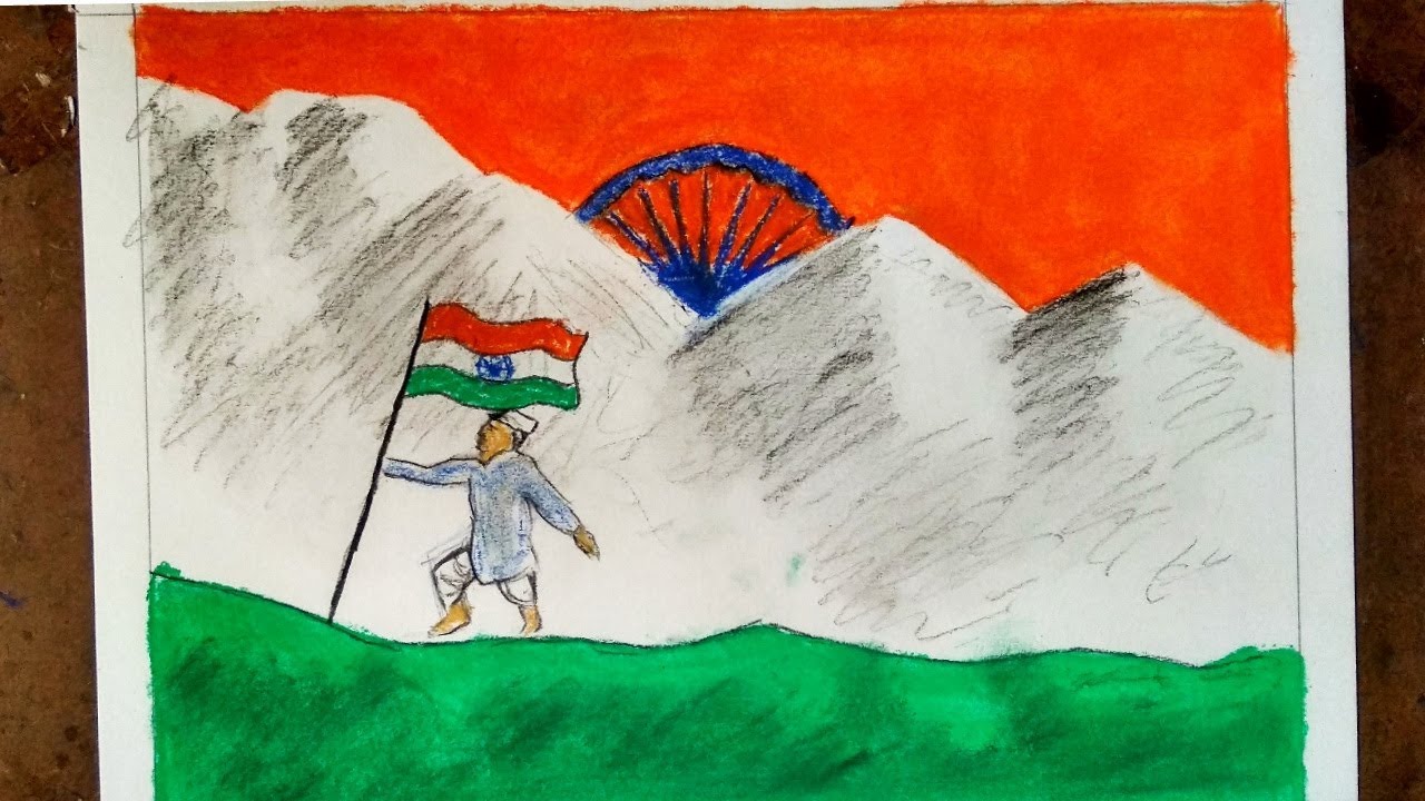 Simple Sketch Drawing On Independence Day 