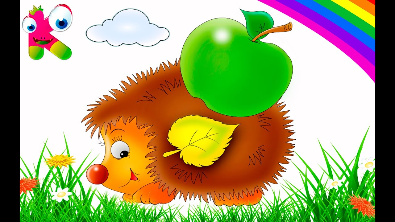 Ежик с яблоками картинки для детей