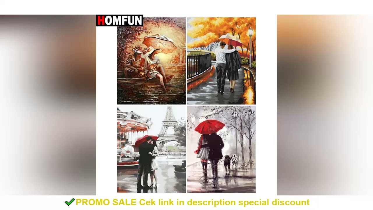 HOMFUN Full Diamond Embroidery "Umbrella couple tree" Diamond Painting Cross Stitch Patterns Rhinest