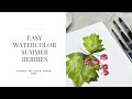 Easy watercolor berries  fuumuui travel brush review