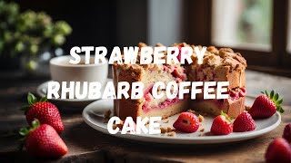 Homemade Strawberry Rhubarb Coffee Cake Recipe #strawberry #rhubarb #coffeecakerecipe #cake #coffee
