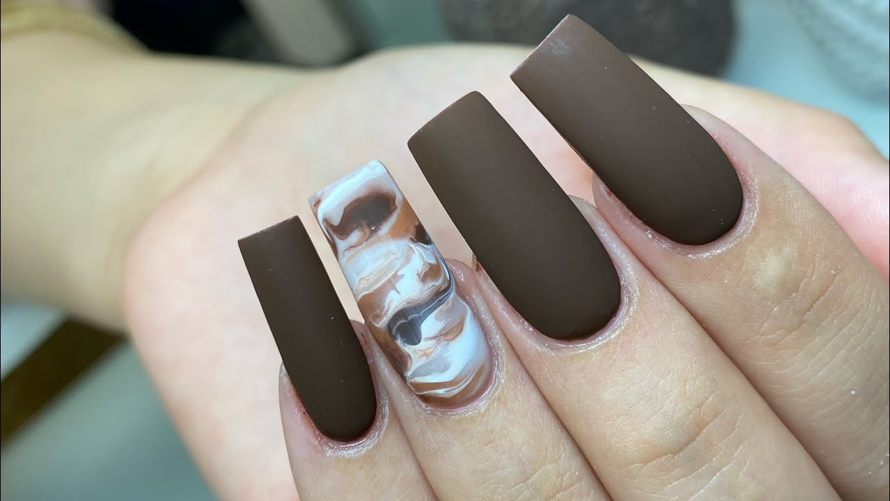 ACRYLIC FILL | Matte Brown Marble - YouTube